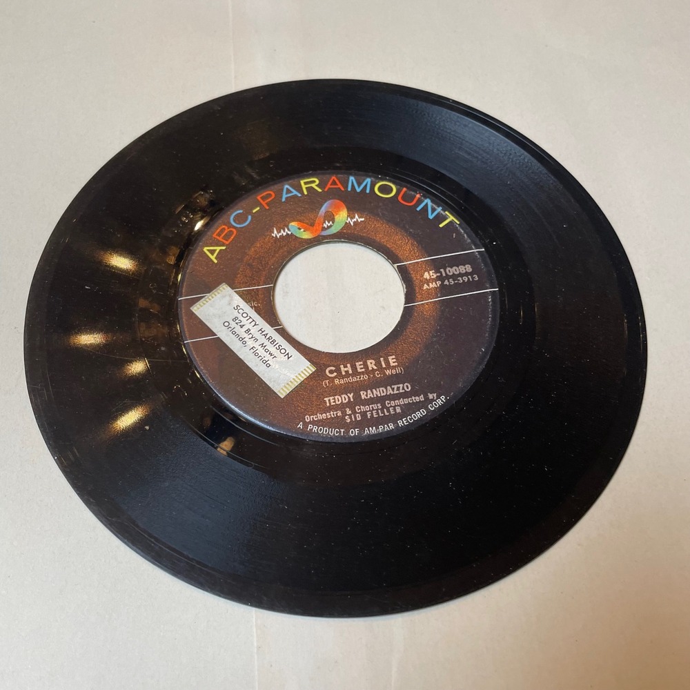 Teddy Randazzo Cherie ABC-Paramount 45-10088 Vinyl Record 45‎ RPM Vintage Music